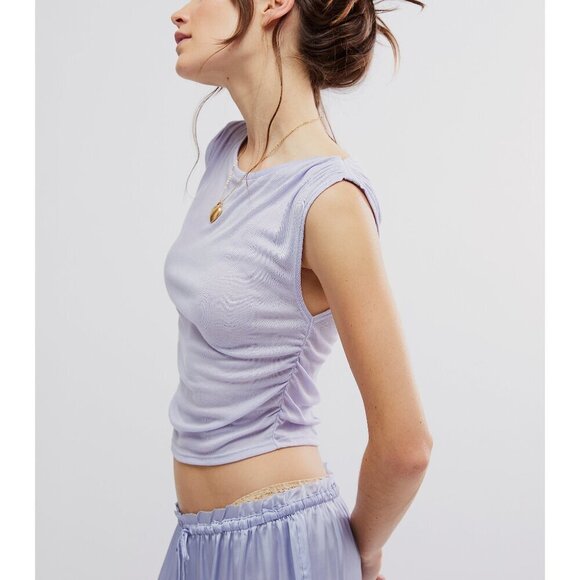 Free People Fitted Crop Tank Top Lavender EUC - Picture 2 of 5